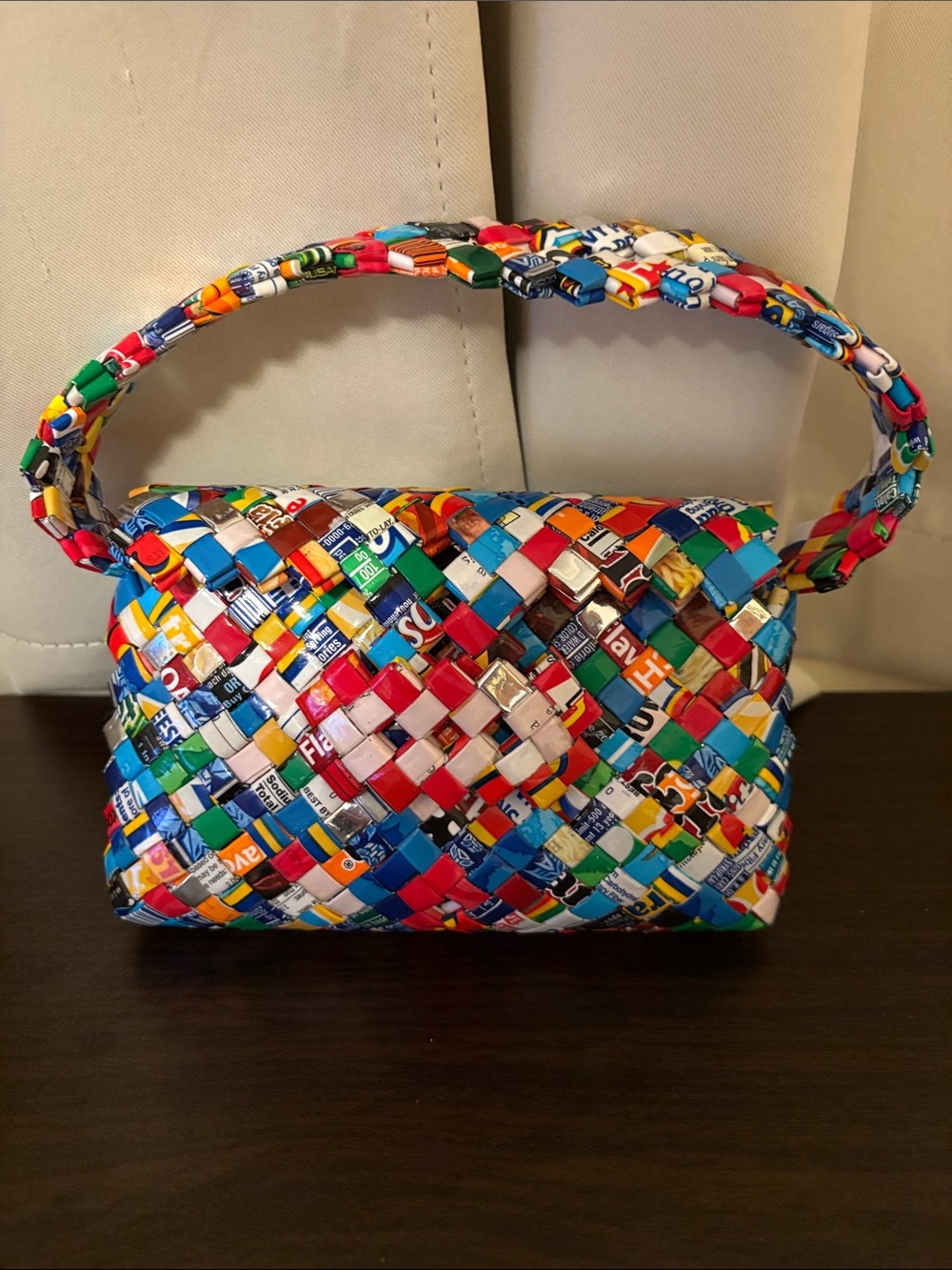 Multicolor Woven Shoulder Bag - Eco-Inspired Colorful Design